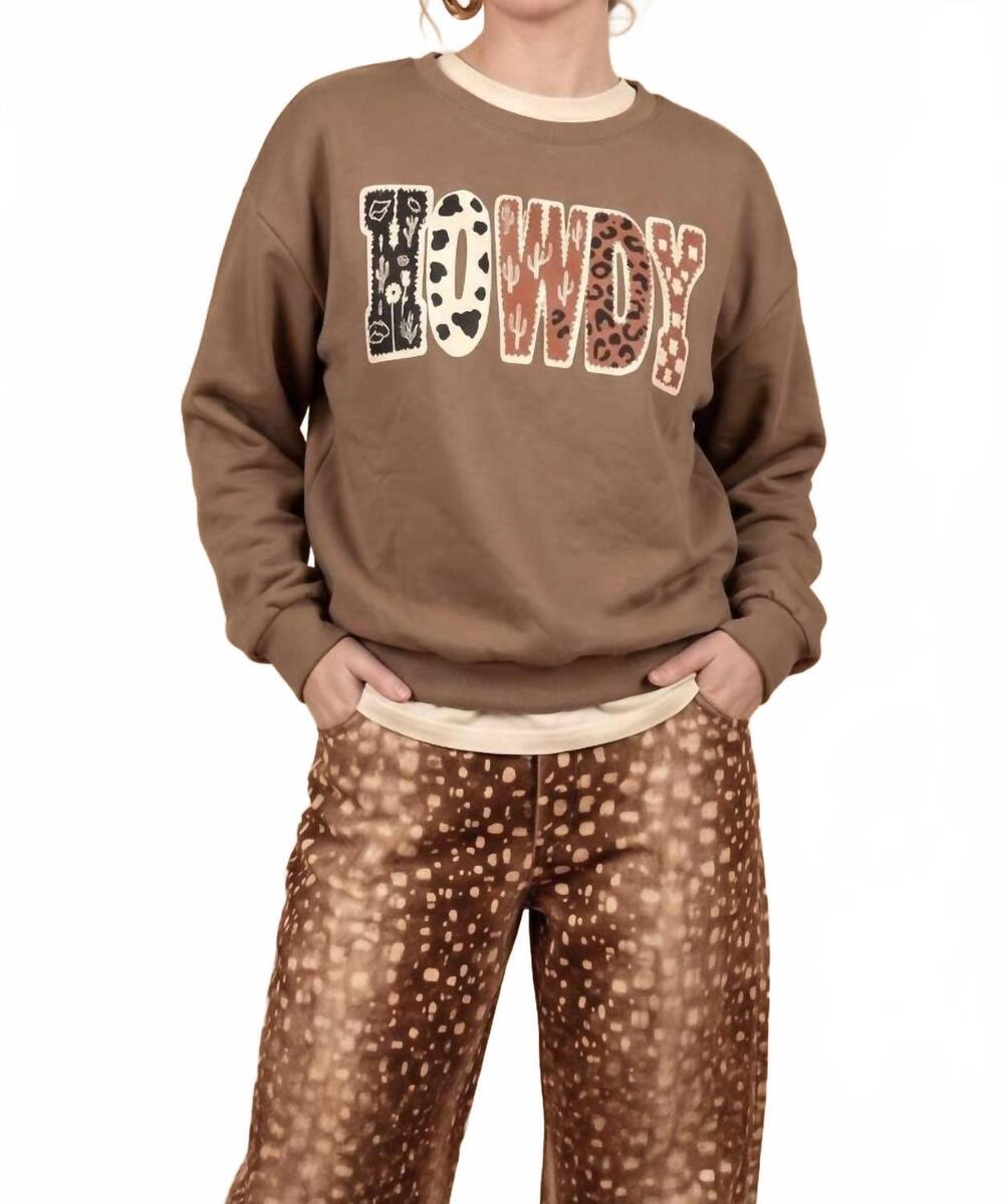NEW J.NNA multi-pattern graphic sweatshirt in mocha